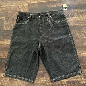 New with tags Fubu the collection black denim baggy jean shorts jorts 38